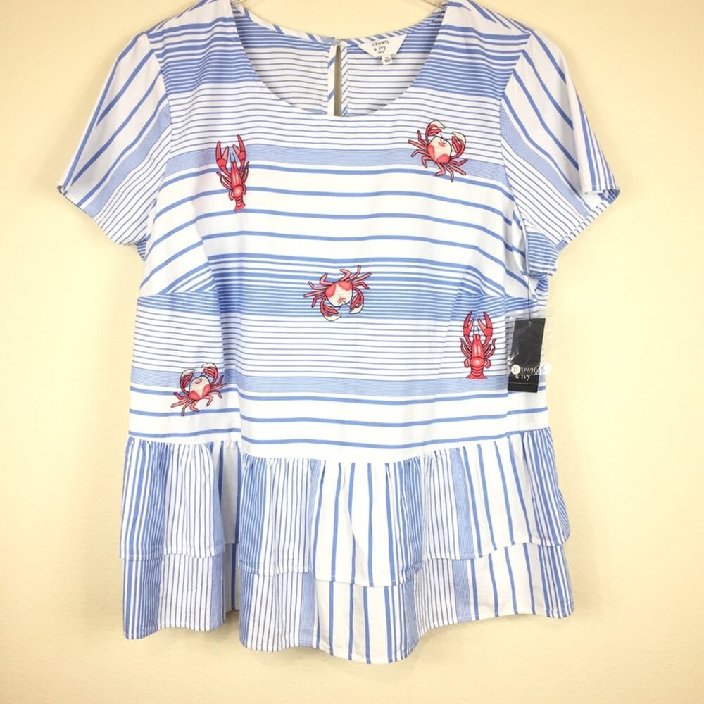 Crown & Ivy | Montauk Weekend Crab Ruffle Top
